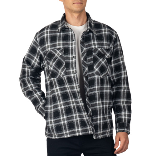 Alpine Swiss Mens Henry Quilted Flannel Jacket Warm Plaid Shacket